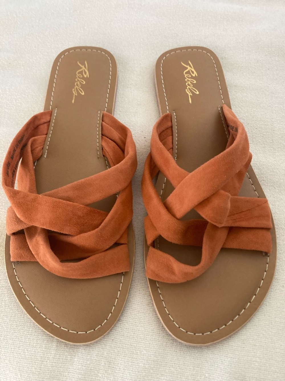 rebels Braided Suede Slide Sandals - Rust Orange